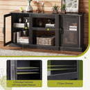 Retro TV Stand For 65 Inch TV With Storage And Open Shelves Black