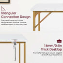 47 Inch Computer Desk Gold Metal Frame Modern Home Office Desk