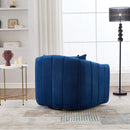 40.35'W Upholstered Oversized 360° Swivel Accent Barrel Chair and Half Cozy Sofa with 3 Pillows, Velvet Channel Tufted Pumpkin-Shape Club Armchair for Living Room, Bedroom, Office, Lounge, Navy