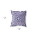 16?ǥ Blue Red Geostar Indoor Outdoor Throw Pillow