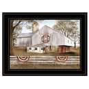 American Star Quilt Block Barn 2 Black Framed Print Wall Art