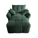 Ergonomic Single Seater Sofa with Ottoman, High-Resilience Support Cushions, Modern Lounge Chair, Green Chenille