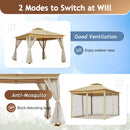 TREXM 10x10 Outdoor Gazebo Tent with Double Roofs, Patio Gazebo with Mosquito Netting, Patio Canopy for Backyard, Garden, Lawn and Deck (Beige)