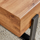 Rustic MDF Coffee Table with Metal Legs - Natural Wood Tone Elegance, 47.24 Inch Long Modern Minimalist Design