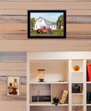 Red Milk Truck on the Farm Black Framed Print Wall Art