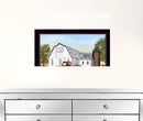 Red Milk Truck on the Farm Black Framed Print Wall Art