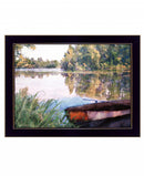 Rowboat Pond Landscape 2 White Framed Print Wall Art