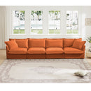 Slipcovered Long Sofa, 4 Seater Sofa with Removable Cover, Extra Deep Couch for Living Room, ,Chenille Fabric Cloud Like Comfy Sofa Couch, Orange Chenille Fabric