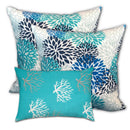 Set Of Three 18" X 18" Blue And White Zippered Coastal Throw Indoor Outdoor Pillow
