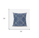 16" X 16" Dark Blue And Gray Blown Seam Paisley Indoor Outdoor Throw Pillow
