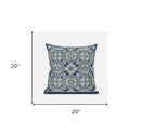 18" X 18" Indigo And White Blown Seam Paisley Indoor Outdoor Throw Pillow