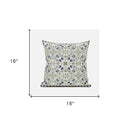 16" X 16" Indigo And White Blown Seam Paisley Indoor Outdoor Throw Pillow