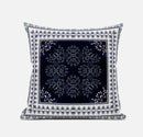 18" X 18" Dark Blue And White Blown Seam Geometric Indoor Outdoor Throw Pillow