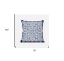 16" X 16" Light Blue And Navy Blue Blown Seam Geometric Indoor Outdoor Throw Pillow