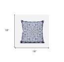 18" X 18" Light Blue And Navy Blue Blown Seam Geometric Indoor Outdoor Throw Pillow