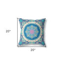 18" X 18" Blue And Turquoise Zippered Geometric Indoor Outdoor Throw Pillow