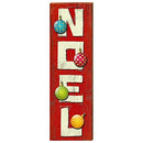 Noel with Balls Red B/G Home Decor Art Print on Real Wood