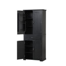 Bathroom Storage Cabinet with Doors and Drawer, Multiple Storage Space, Adjustable Shelf, Black (Old Sku:WF308204AAB)