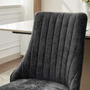 Rayon Cloth Flocking Chenille Dining Chairs Channel Kitchen Dinner Chair Comfy Fabric Upholstered Accent Chair for Dining Room with Golden Stainless Steel Plating Legs,Set of 2 (Black), SW1647BK