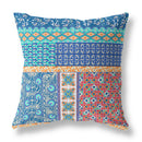18" X 18" Blue And Orange Zippered Patchwork Indoor Outdoor Throw Pillow Cover & Insert