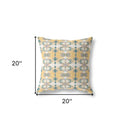 18" X 18" White And Yellow Zippered Geometric Indoor Outdoor Throw Pillow