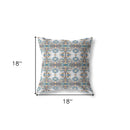 18" X 18" Off White And Brown Zippered Geometric Indoor Outdoor Throw Pillow