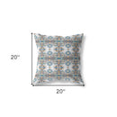 18" X 18" Off White And Brown Zippered Geometric Indoor Outdoor Throw Pillow
