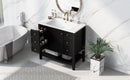 36' Bathroom Vanity with Sink Combo, One Cabinet and Three Drawers, Solid Wood and MDF Board, Black (Old Sku:SY999505AAB)