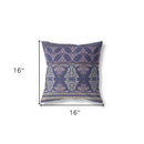 16" X 16" Blue And Pink Zippered Geometric Indoor Outdoor Throw Pillow