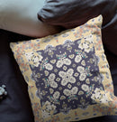 18" X 18" Yellow And Navy Zippered Geometric Indoor Outdoor Throw Pillow