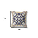 18" X 18" Yellow And Navy Zippered Geometric Indoor Outdoor Throw Pillow