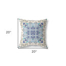 18" X 18" Off White And Blue Zippered Geometric Indoor Outdoor Throw Pillow