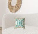 16" X 16" Yellow And White Zippered Geometric Indoor Outdoor Throw Pillow