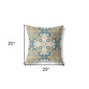 18" X 18" Muted Teal Zippered Geometric Indoor Outdoor Throw Pillow