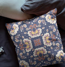 16" X 16" Blue And White Zippered Geometric Indoor Outdoor Throw Pillow