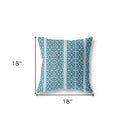 18" X 18" Blue And Brown Zippered Geometric Indoor Outdoor Throw Pillow