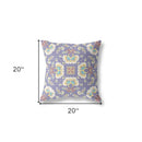 18" X 18" Purple And Purple Zippered Geometric Indoor Outdoor Throw Pillow