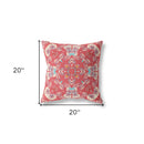 18" X 18" Red Zippered Geometric Indoor Outdoor Throw Pillow