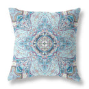 16" X 16" Light Blue Zippered Geometric Indoor Outdoor Throw Pillow Cover & Insert