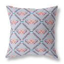 18"x18" Gray Red Blue Zippered Broadcloth Geometric Throw Pillow