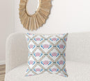 18"x18" White Blue Gray Zippered Broadcloth Geometric Throw Pillow