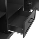 U-Can 85.2''H Hall Tree with Bench and 3 Hooks, Modern Entryway Storage Organizer Cabinet with 4 Doors, 1 Drawer and Adjustable Shelves for Hallway, Entryway, Living Room