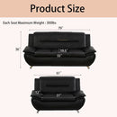 Black 5 Seat Faux Leather Sectional Sofa Set For Living Room