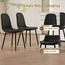 Table and chair set.79'x31.5' with X-shaped Black Metal Table Legs,Wood Grain Textured MDF Crossbeam.Paired With 8 Modern Mid-Century Style Upholstered Side Black PU Chairs.
