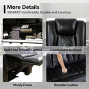 Black Leather Reclining Sofa Set With LED Light Living Room