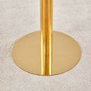 Table and chair set.31.5 Inch Elegant White Marble Pattern Round Dining Table - Suction Molding Annular Texture.Paired With 4 Black High-quality PU Chairs With Arched Golden Metal Legs.
