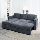 Gray Microfiber L Shape Sleeper Sofa With USB Ports Storage