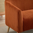 50.78'W Modern Loveseat Couch Sofa with Corduroy Upholstery, Wooden Legs, 2-Seat for Small Spaces Office Studio Apartment Bedroom, Orange