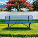 6 ft. Outdoor Steel Bench with Backrest in Blue