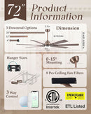 72 Inch Oil Rubbed Bronze Smart Outdoor Ceiling Fan